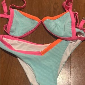 Colorful Bikini Set with Pink and Orange Accents